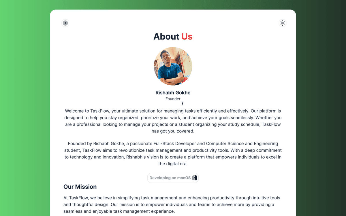 TaskFlow About Me